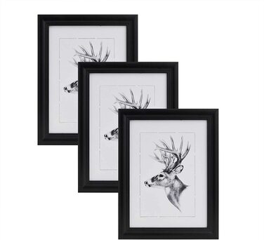 Набір з 3 фоторамок Artos Style дерев'яна рамка Фотогалерея скляна панель, (чорний, 30x45)