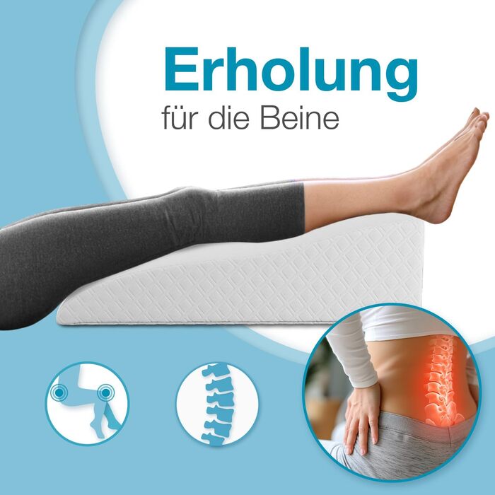 Подушка для ніг ELONEO з піною з пам'яті, для зняття напруги, знімний чохол, 68x40x16 см, (Плоска, Біла)
