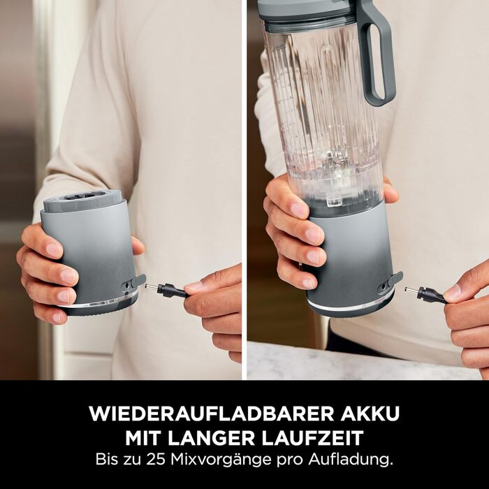 Портативний блендер Ninja Blast Max BC251EULD (сріблястий) – 570 мл, акумуляторний, для смузі та протеїнових коктейлів