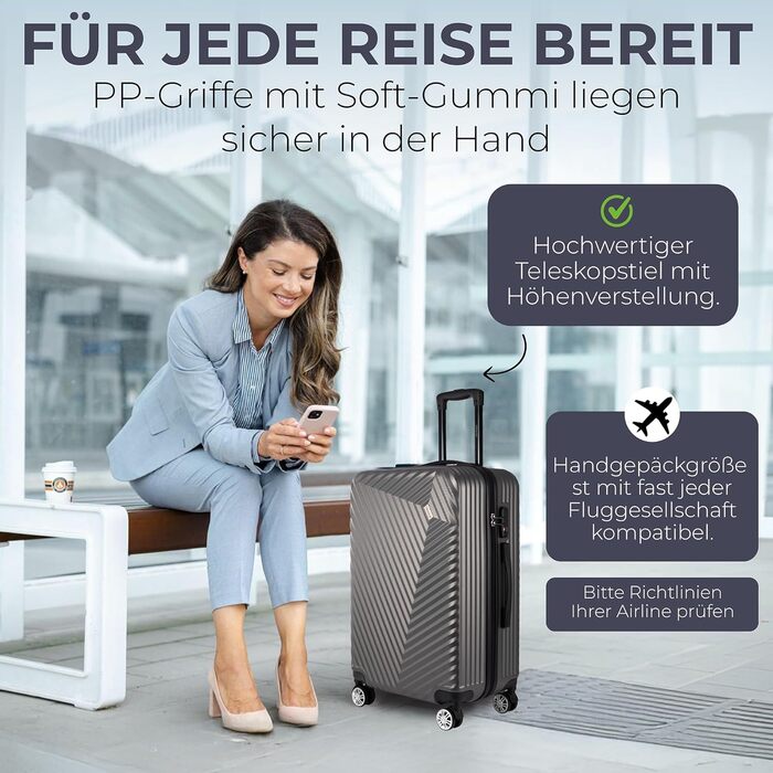 Набір валіз xRace 3-частинний ABS, 20/24/28 дюймів, ручна поклажа, TSA замок, 360° колеса, стійкий до ударів, преміум підкладка