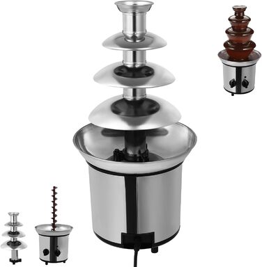 Електричний Шоколадний Фонтан ACROSSPART з 4 рівнями, функцією плавлення та підігріву, з нержавіючої сталі