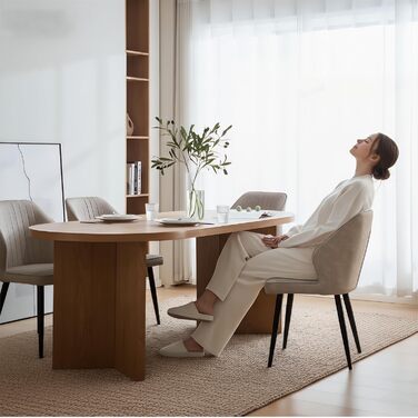 CLIPOP Комплект обідніх стільців 4 шт. Ретро, штучна шкіра, м'яке сидіння, металеві ніжки, для кухні/офісу, бежевий колір