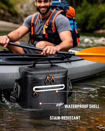 Сумка-холодильник 14л ізольована водонепроникна Carbon-Schwarz для кемпінгу, пікніка, пляжу та грилю. Термоізоляція, міцна та герметична.