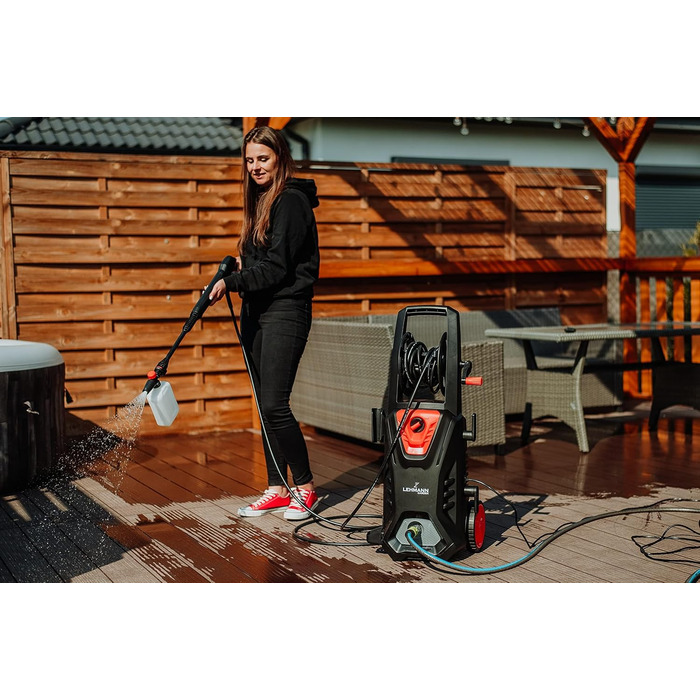 Високотискний мийник Lehmann з алюмінієвим насосом, 240 бар, 480 л/год, 2200 Вт, шланг 10м, компактний очисник площ (Missouri)