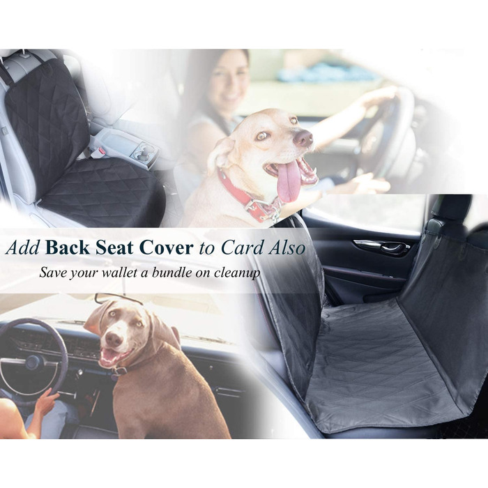 Переднє сидіння автомобіля VIVAGLORY для собак, стьобане, м'яке і міцне чохол для сидіння для собак, без відкидної кришки з нековзною задньою частиною для більшості автомобілів, чорний Стандарт S (ширина 51 см) Чорний
