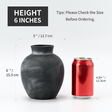 Керамічна ваза для квітів у стилі Богеми, 15.2 см, сіро-чорна, для декору дому, теракота
