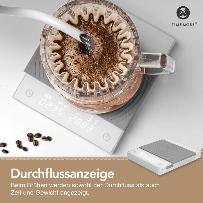 Ваги для кави TIMEMORE з таймером, контролем протікання, точність 0.1г, автоматичний таймер, ємність 2000г, чорний колір