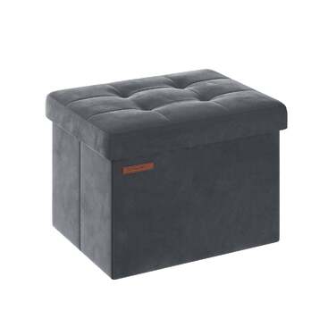 Лавка оксамитова з кришкою - Slate Grey / 31 x 41 x 31 см