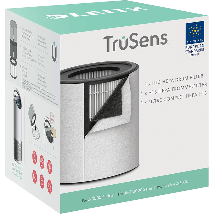 Повітряний фільтр Leitz TruSens Z-1000: очищення від вірусів, алергенів, пилу та запахів. HEPA фільтр H13, UV-C лампа, до 23 м²