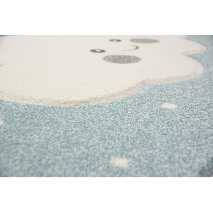 Килимок з мериноса для дітей з хмарами ігровий килимок синього кольору розміром 120x170 см (140 см х 200 см)