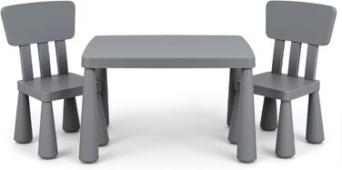 Дитячий стіл LIFEZEAL з 2 стільцями: набір меблів для дітей з пластику сірого кольору
