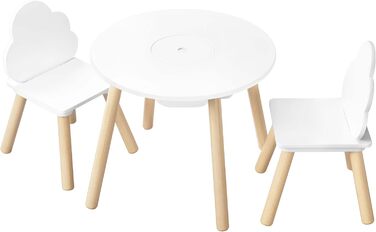 Дитячий столик та 2 стільчики WOLTU, дитячий набір меблів з місцем для зберігання (сітка), стільчик з хмарною спинкою для малюків та дошкільнят, круглий стіл