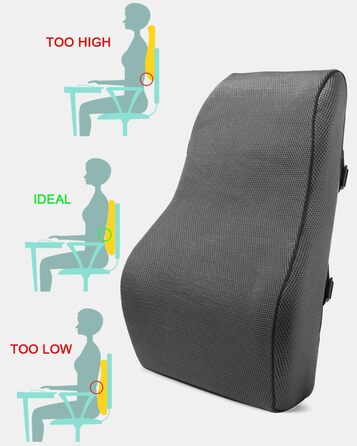 Подушка для спини FAOKZE з Memory Foam - ергономічна, для офісного крісла та дивана, антистатична (сіра)