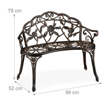 Relaxdays Лавки для саду в стилі вінтаж, з декором у вигляді троянд