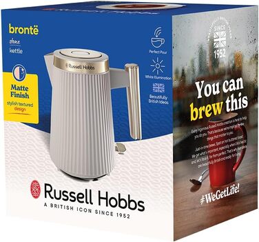 Електричний чайник Russell Hobbs Brontë Stone 1.7L, 2400W з матовим дизайном та золотистими акцентами