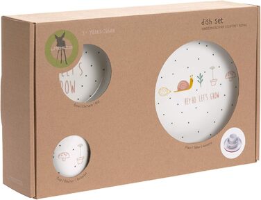 Набір дитячого посуду LÄSSIG Garden Explorer: тарілка, миска, чашка з силіконовим кільцем (червоний)