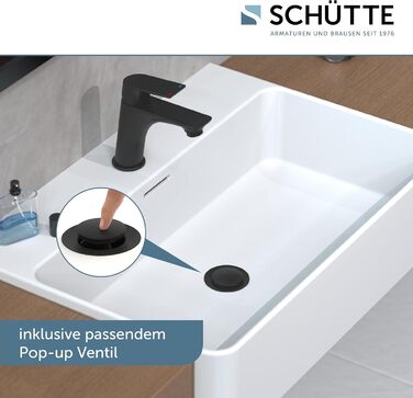 Змішувач для ванної кімнати Schütte Boston, однозахватний, чорний, з набором для зливу | Waschbeckenarmatur