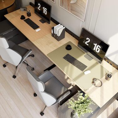 Килимок на стіл MAIDERN XXL 100x60 см двосторонній (шкіра та корк), водонепроникний килимок для миші та робочого столу для офісу та геймінгу, чорний