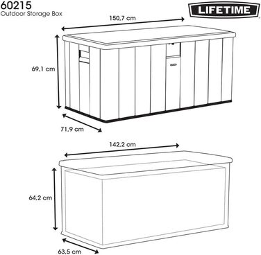 Садовий ящик для зберігання Lifetime 60089, 127x64x67 см, коричневий, стійкий до УФ-випромінювання