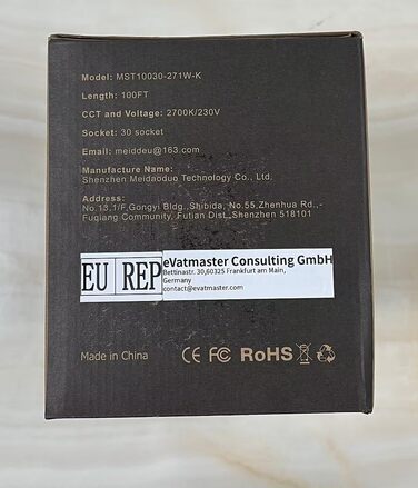 Ланцюжок прикрас для зовнішнього використання 30 м, ST45, LED, E27, тепле біле світло 2700K, IP65, вологостійкий, 30 x 1W, скляні лампочки S14 для вечірок та святкування