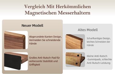 Блок для ножів XINZUO з волоського горіха, магнітний, двосторонній - тримач для ножів без ножів, для кухні, легко миється, з подарунковою коробкою