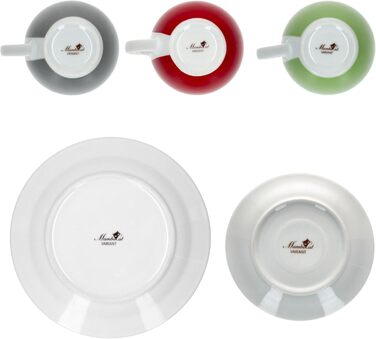 MamboCat Кавовий сервіс Trio 18 предметів: кавовий набір з 6 чашок, блюдець та тарілок (зелений, червоний, сірий)