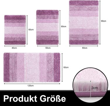 Килимок для ванної кімнати Homaxy, 60x120 см, антиковзаючі, миючий, з м'якого ворсу, з мікрофібри, швидковисихаючий, фіолетовий