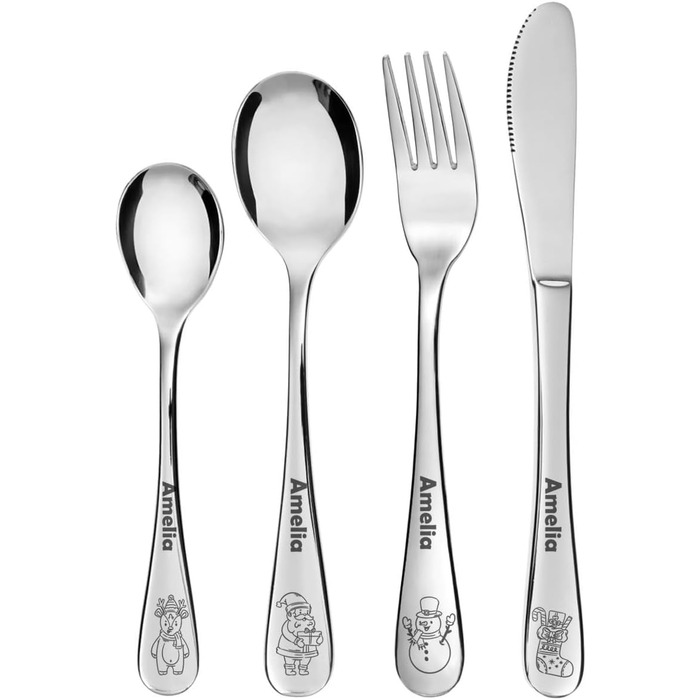 Дитячий набір столових приборів Kinderbesteck з гравіюванням імені (для подарунка на Різдво)