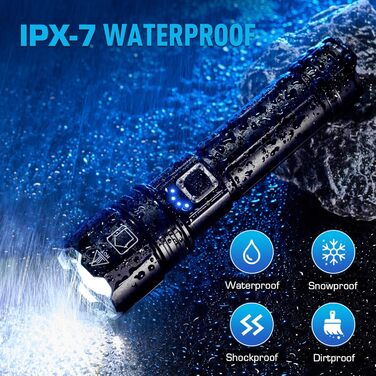 Потужний LED ліхтар XHP70.2, 1 000 000 Люмен, акумуляторний, 5 режимів, зум, водонепроникний IPX7, для кемпінгу та походів (набір 2 шт.)
