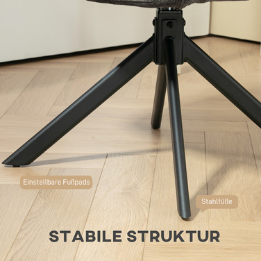 Крісло-шезлонг, акцентне крісло, сучасний дизайн, поворотне, до 120 кг, чорного кольору