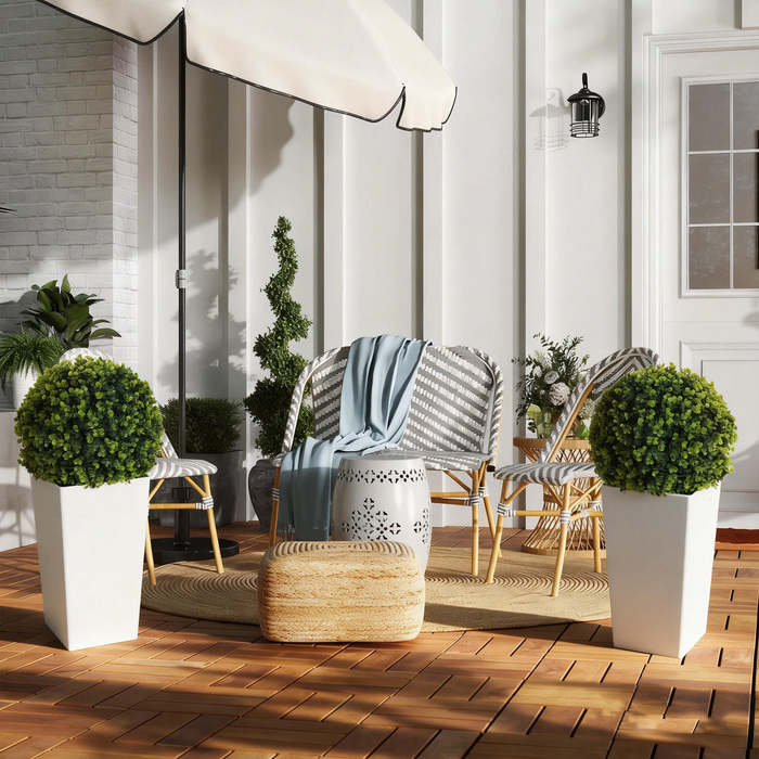 Набір з 2 штучних евкаліптових куль 65 см, штучна рослина з захистом від УФ-випромінювання, 330 листків у горщику, зелений