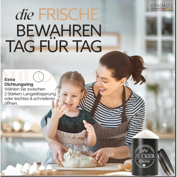 Набір контейнерів для зберігання кави, цукру та борошна IDEALTASTIC® Premium, 3 шт по 500г, герметичні, з нержавіючої сталі