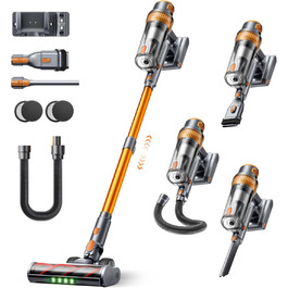 SMOTURE VAC04 Бездротовий акумуляторний пилосос, 50 000 Па потужність всмоктування, 65 хвилин роботи, самостійна підставка, гнучкий шланг, антизаплутувальна щітка, док-станція для зарядки, видалення шерсті тварин, килимів та твердих поверхонь