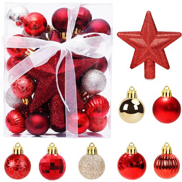 Міні-різдвяних кульок, 3 см, червоні та золоті, з вішалкою, 30