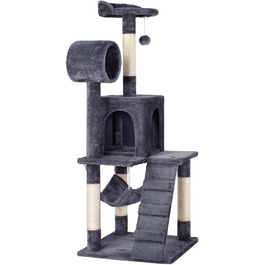 Котяче дерево Yaheetech 130 см Кігтеточка для котів Cat Tree, Котяча лазіння по дереву з оглядовим майданчиком Котяча печера Сизалеві стовбури, темно-сірі