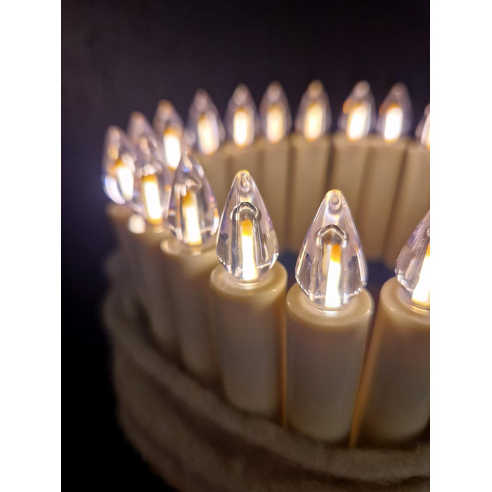 LED-свічки для ялинки Lumix SuperLight Flame Mini Elfenbein, 9 см, тепле біле світло, без пульта, таймер 4 години, розширений набір 6 шт.