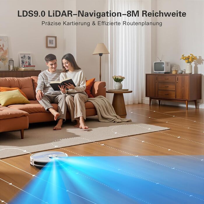 Робот-пилосос Lubluelu 3-в-1 з функцією миття, 4500Pa, лазерна навігація, 5 карт, 55dB, для твердих підлог, килимів та шерсті тварин (SL60D)