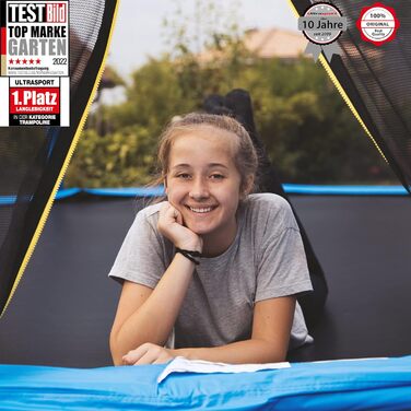 Батут Ultrasport Uni-Jump 460 см для дітей та дорослих (до 150 кг) з сіткою, захисним покриттям та комплектом для монтажу | Садовий батут