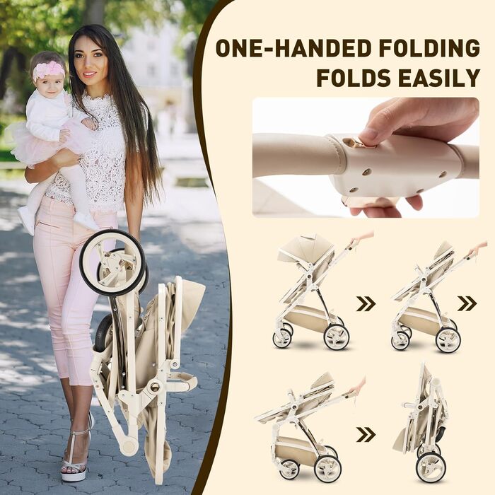 Дитяча коляска 3 в 1 Gcarebb з автокріслом, легка та портативна, комплект для новонароджених 0-4 роки, комбінована коляска з алюмінієвим каркасом