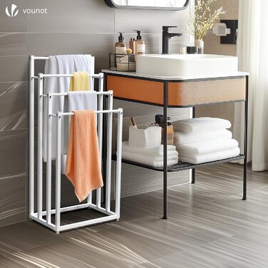 Підставка для рушників Vounot® на ніжках, металева, 3 стійки, чорна (4 яруси)
