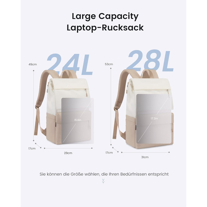 LOVEVOOK Рюкзак для ноутбука 17.3 дюйма, водонепроникний, для жінок та чоловіків, великий шкільний рюкзак, для підлітків, для роботи, навчання (15.6 дюйма, бежевий+хакі)