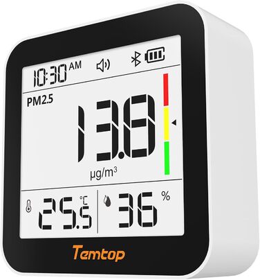 Temtop C10-2ND Монітор CO2 з Bluetooth та App, вимірювання температури та вологості, для дому та офісу