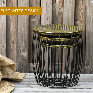 Outsunny Side Tables Набір з 3 металевих кошиків в ретро стилі натуральний+чорний 3 розміри