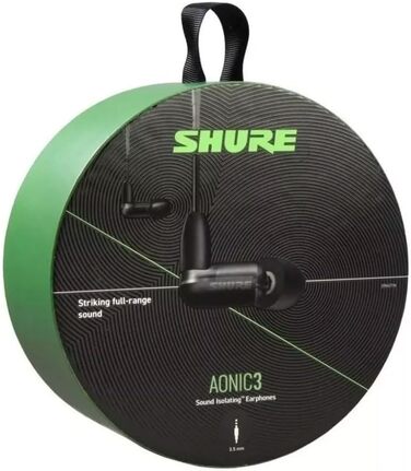 Навушники-вкладиші Shure AONIC 3, звукоізоляція, знімний кабель, 3,5 мм, з мікрофоном, чорний