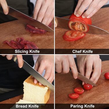 Набір кухонних ножів Kitkanis 17 предметів з бруском, професійний, з нержавіючої сталі, з кухонними ножицями та точильним бруском, з масивного дерева