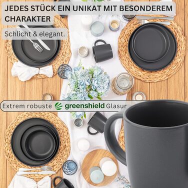 Набір кавових чашок SÄNGER Leeds Nightsky (6 шт.), 380 мл, кераміка, блакитно-сірий, для кави та чаю, миючі в посудомийній машині, для мікрохвильової печі