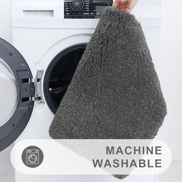 Набір килимків для ванної кімнати Homaxy (2 шт.) – антиковзаючі, м'які, з високим ворсом, мікрофібра, сірий (41 x 61 см + 51 x 76 см)