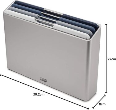 Набір дерев'яних обробних дощок Joseph Joseph Folio, 4 шт., великий, блакитний/сріблястий, 35.7 x 26.2 см