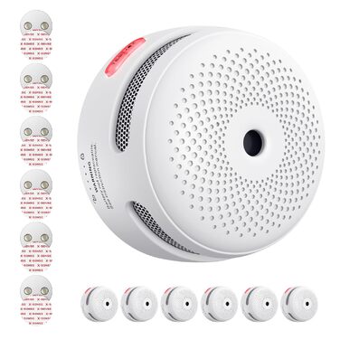 X-Sense Міні датчик диму з батареєю на 10 років та магнітним кріпленням, фотоелектричний, з кнопкою тестування/вимикання, XS01, 6 шт.