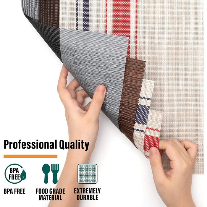 Підставки під тарілки Winknowl: плетений вініл, термоізоляція, набір 4 шт, чорний